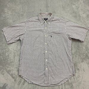 Ralph Lauren Jeans Co. Men’s Medium Short Sleeve Button Down Shirt Beige Check